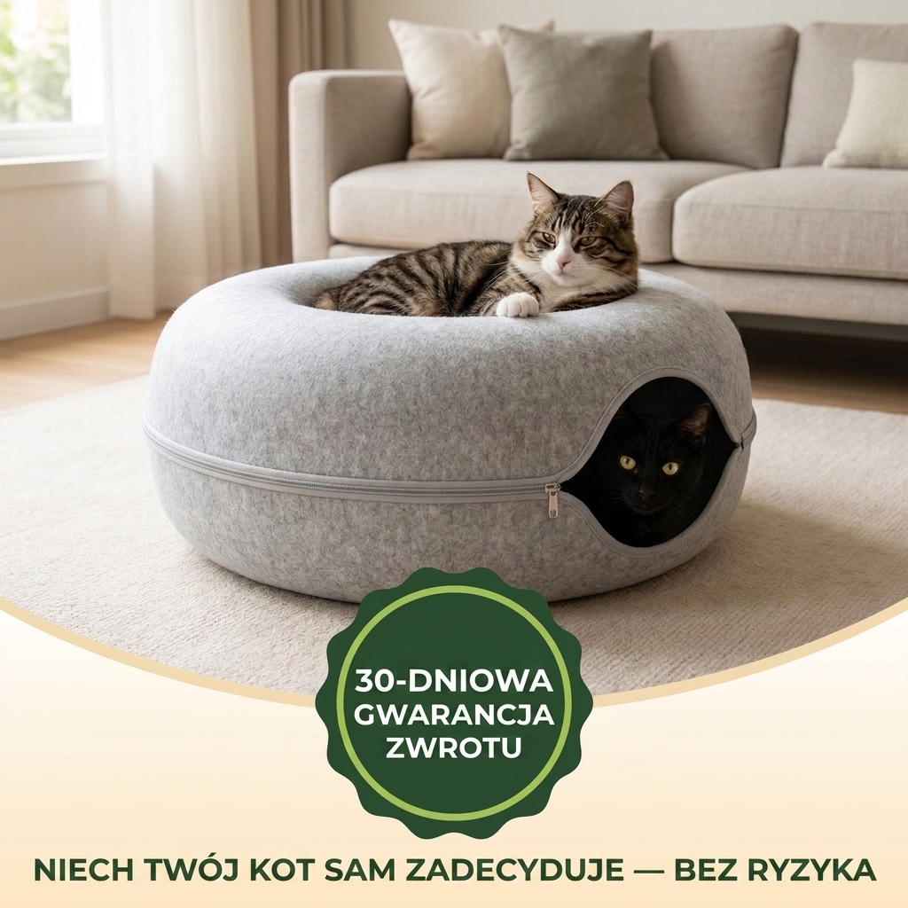 Dwa koty korzystające z jaskini Łapki z 30-dniową gwarancją zwrotu pieniędzy